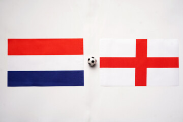 UEFA Euro 2024 Netherlands vs England, Football match with national flags