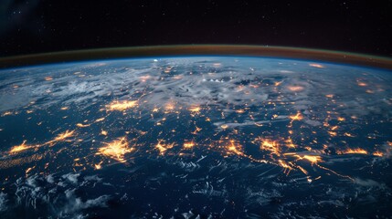 Wall Mural - Earth At Night From Space With City Lights