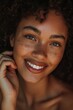 © LukaszDesign - Closeup, woman with health skincare, natural beauty, confidence as makeup brand and fresh. Cosmetics, healthy girl with smooth face, organic smile, freckles, and cheerful
