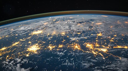 Wall Mural - Earth At Night From Space With City Lights