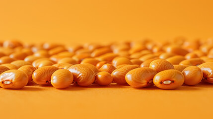 Wall Mural - seamless pattern of textured beans on a vibrant orange background