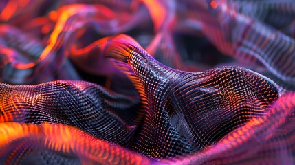 Poster - 3D rendering of a detailed and colorful organic structure, resembling a flowing fabric or a complex biological form.