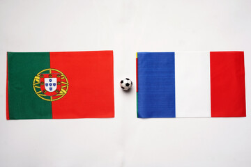 UEFA Euro 2024 Portugal vs France, Football match with national flags