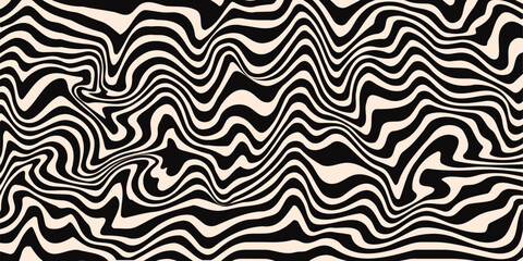 Wall Mural - Horizontal background with waves in trendy retro 60s, 70s style. Vector illustration