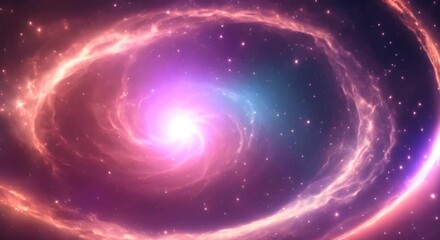 Wall Mural - loop animation of space nebula towards light loop animation glowing galaxies and stars passing foota