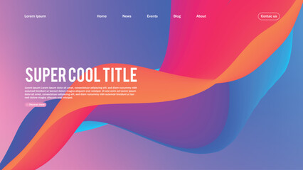 Poster - Landing page abstract design. Template for website or app. Colorful abstract minimal wave