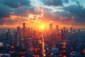 Poster - a vibrant cityscape with a new real estate development. concept of urban living and investment oppor