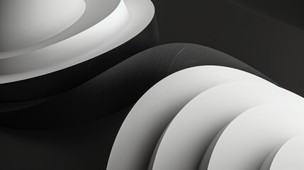 Poster - 3D rendering of a black and white abstract background. The image has a futuristic and modern look and feel.