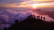 © caucul - A group of four people are standing on a mountain top