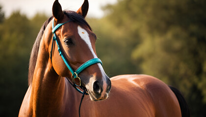 closeup of an arabian horse in the field