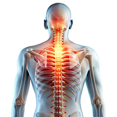 human spine and skeleton anatomy on transparent background