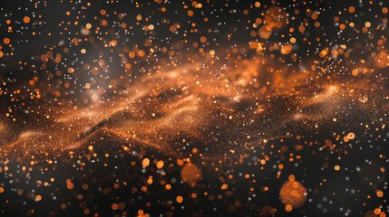 Wall Mural - orange starlight effect on black backdrop with glitter texture