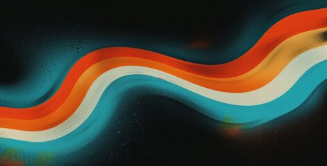Wall Mural - Psychedelic gradient wave with vibrant rainbow hues against a black background.