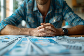 Poster - Financial advisor counseling a distressed client on managing debt and budgeting effectively. Concept of financial crisis management and guidance. Generative Ai.