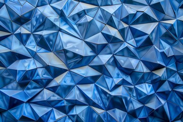 Poster - Modern abstract background with blue triangular facets creating a dynamic geometric look