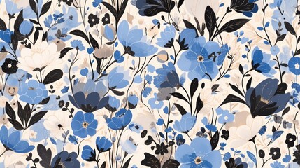 Wall Mural - delicate springtime florals featuring doodle style patterns with charming flowers and leaves are ele