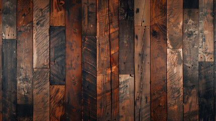 dark rustic wooden planks with unique grain and texture, top view professional design