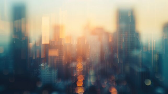 Abstract blurred image of buildings in the city, banner background, created by ai