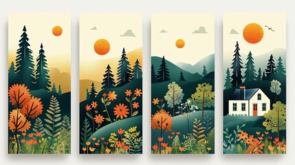 Wall Mural - Two modern card with ESG concept. Postcard about environmental, social governance and environmental sustainability. Vector illustration in flat style