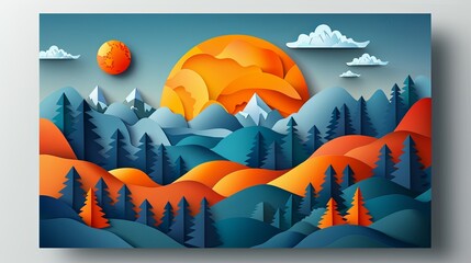 Wall Mural - Two modern card with ESG concept. Postcard about environmental, social governance and environmental sustainability. Vector illustration in flat style