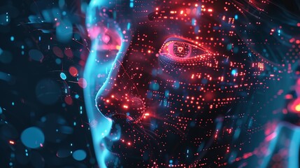 Face of futuristic and Innovative. Digital Transformation AI and Automation