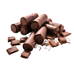 Wall Mural - rolled chocolate scrapings on the floor on an isolated background