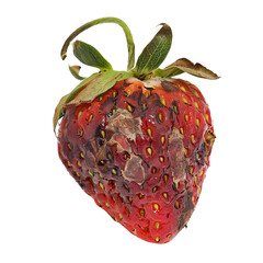 Canvas Print - rotten strawberry on an isolated white background