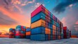 © SkoldPanda - Big Stacks of Cargo Crates Ready for Shipping