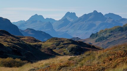 Wall Mural - the sharp contrast between the jagged peaks of a mountain range and the elegant curves of nearby dru