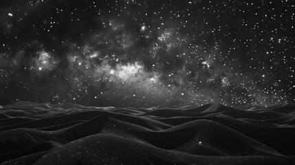 Desert landscape with milky way in the night sky