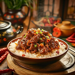 Wall Mural - stew with rice and vegetables