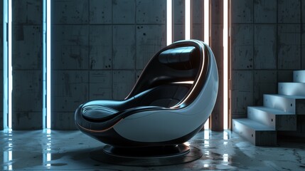 Futuristic Black Chair in a Modern Interior