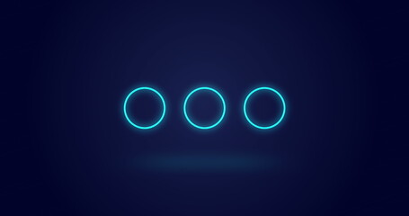 Poster - image of neon circles moving on blue background