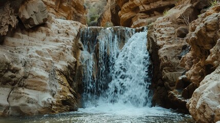 Wall Mural - a cascading waterfall in a secluded canyon creating a stunning sight against the backdrop of the ari