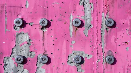 Wall Mural - Rusty Screws On Pink Background For Industrial Or Vintage Design