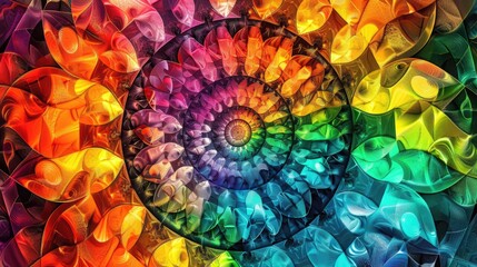 Canvas Print - Abstract colorful geometric background featuring intricate patterns Kaleidoscope artwork