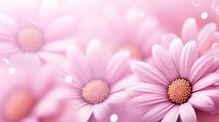 Wall Mural - Soft pink daisy flowers in blurry background