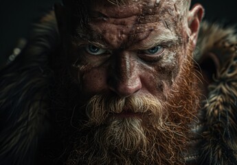 Poster - Rugged and weathered face of a bearded man