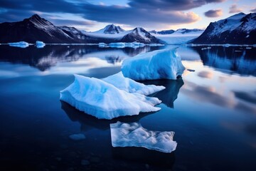 Canvas Print - Serene arctic landscape with icy mountains and reflective lake