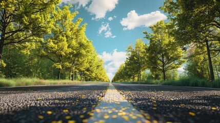 Wall Mural - Nature s Road Asphalt under the Sky Amongst Trees