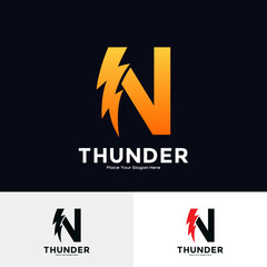 Wall Mural - Letter N Thunder Logo vector template. Suitable for business, initial Lightning Bolt, corporate, technology, and poster illustration symbol