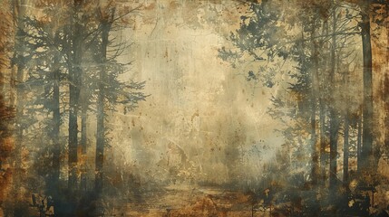 Wall Mural - Vintage grunge forest background for spooky or dark design