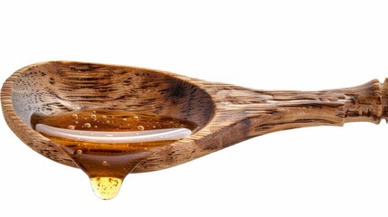 Wall Mural - Wooden honey dipper with dripping honey for food or natural themed designs
