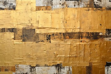 Wall Mural - Weathered Material Masterpiece Golden Palette Newspaper Painting