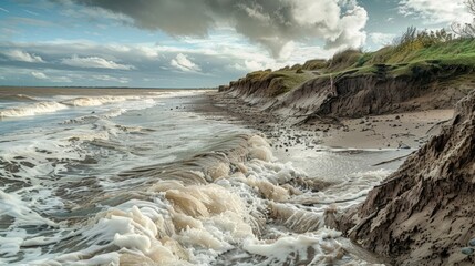 Wall Mural - the bore tide leaves behind a trail of destruction reshaping the landscape with each passing wave.