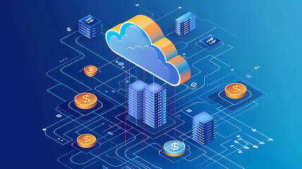 Wall Mural - Cloud Computing Cost Efficiency cost efficiency in cloud