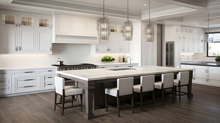 Wall Mural - White cabinetry exudes timeless elegance in this modern kitchen,