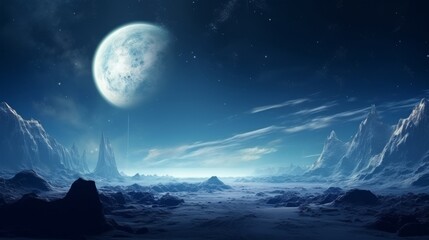 Poster - alien space background moon clouds dreamy fantasy.