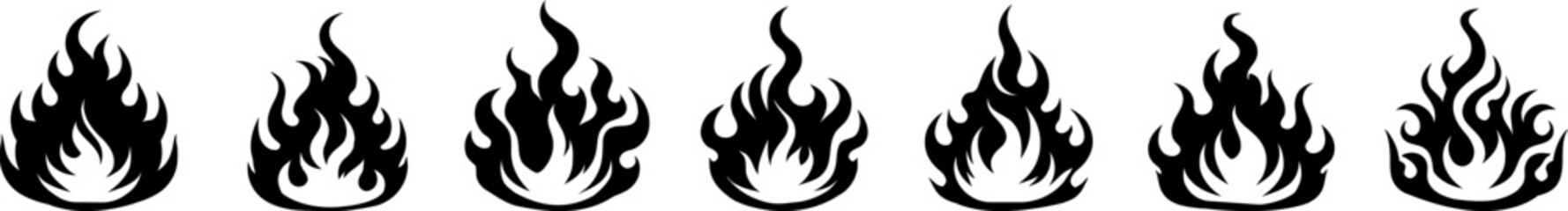 Wall Mural - Fire icon set. Fire flame vector collection .Flame of different shapes . Fire flame silhouette.