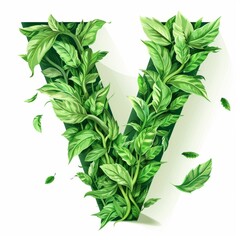 Sticker - The word V made of leaves. Easy to remove background. Tropical leaves collection.